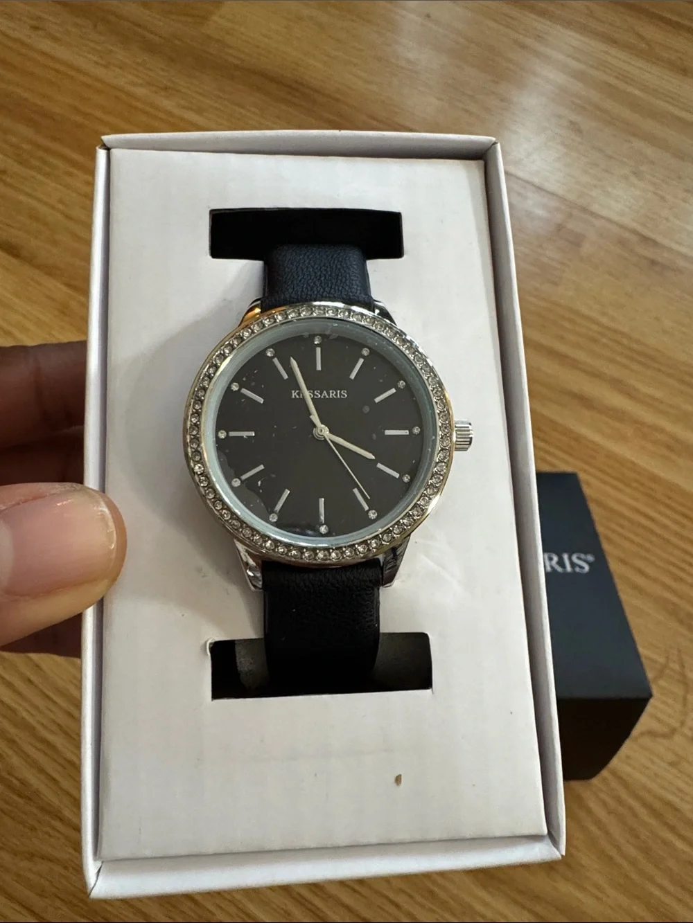 Kessaris Watch with Crystal Bezel 🔅 NIB (Black)